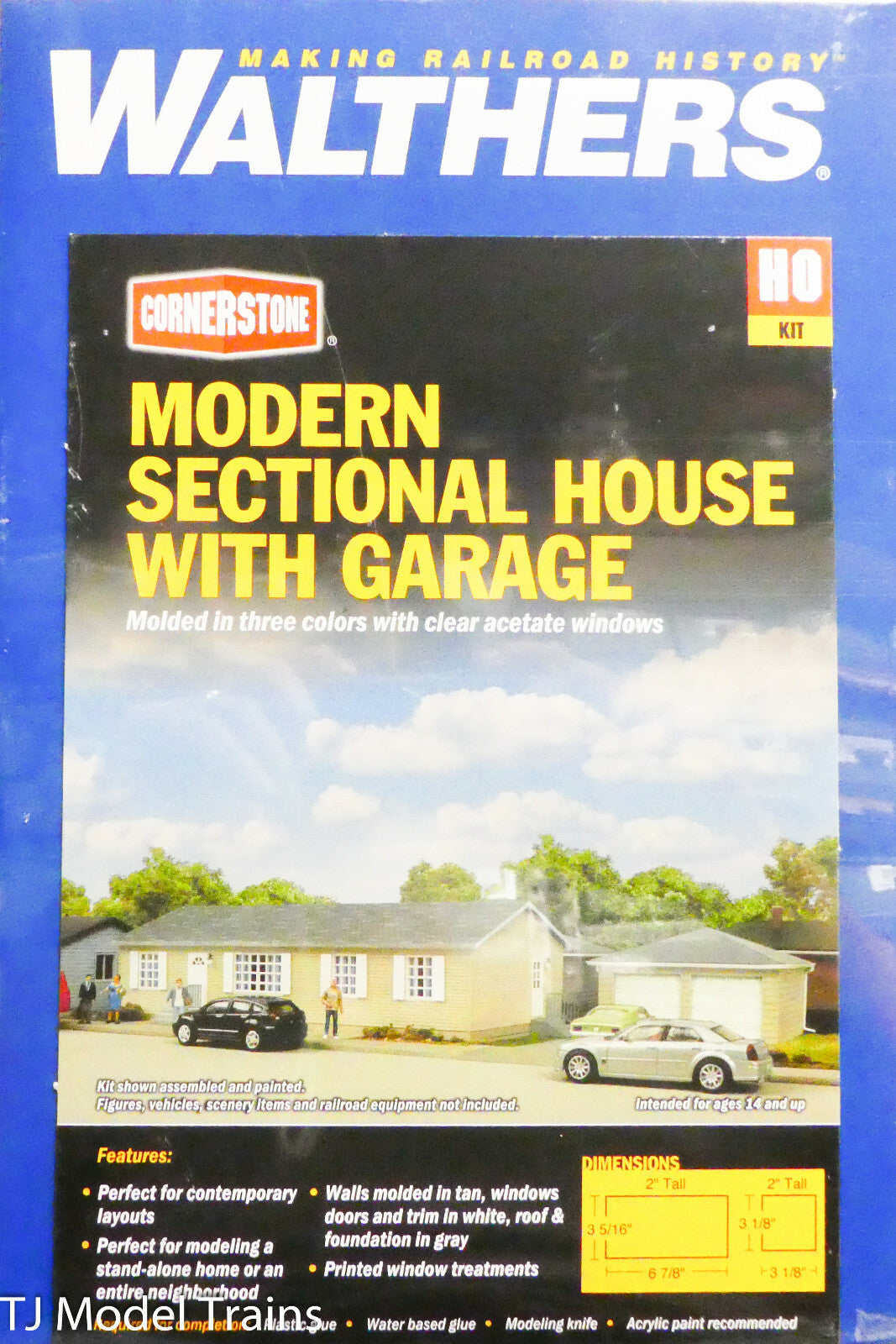 Walthers HO #933-4151 Modern Sectionbal House w/Garage(Plastic Kit) 1:87th Scale