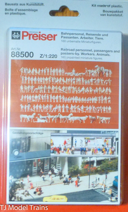Preiser Z #88500 Figures -- Unpainted--Railroad Personnal and Passengers