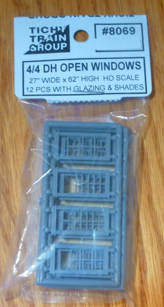 Tichy Train Group HO #8069 Windows - Double Hung pkg(12) -- 4/4 w/Open Lower Sas
