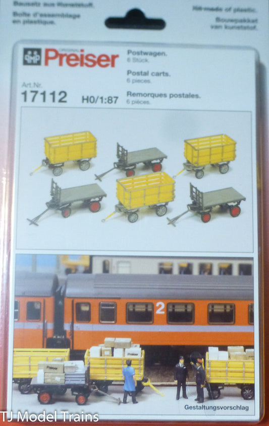 Preiser HO #17112 Postal Carts Plastic Kits (1:87th Scale)
