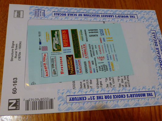 Microscale Decal N #60-163 Business & Commercial Signs -- Small Rural Town 1850
