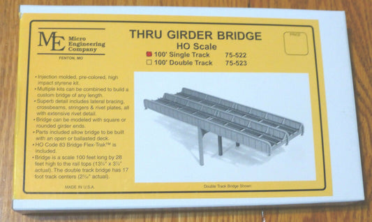 Micro Engineering Company HO #75-522 Thru Girder Bridge 100' Single Track (75522
