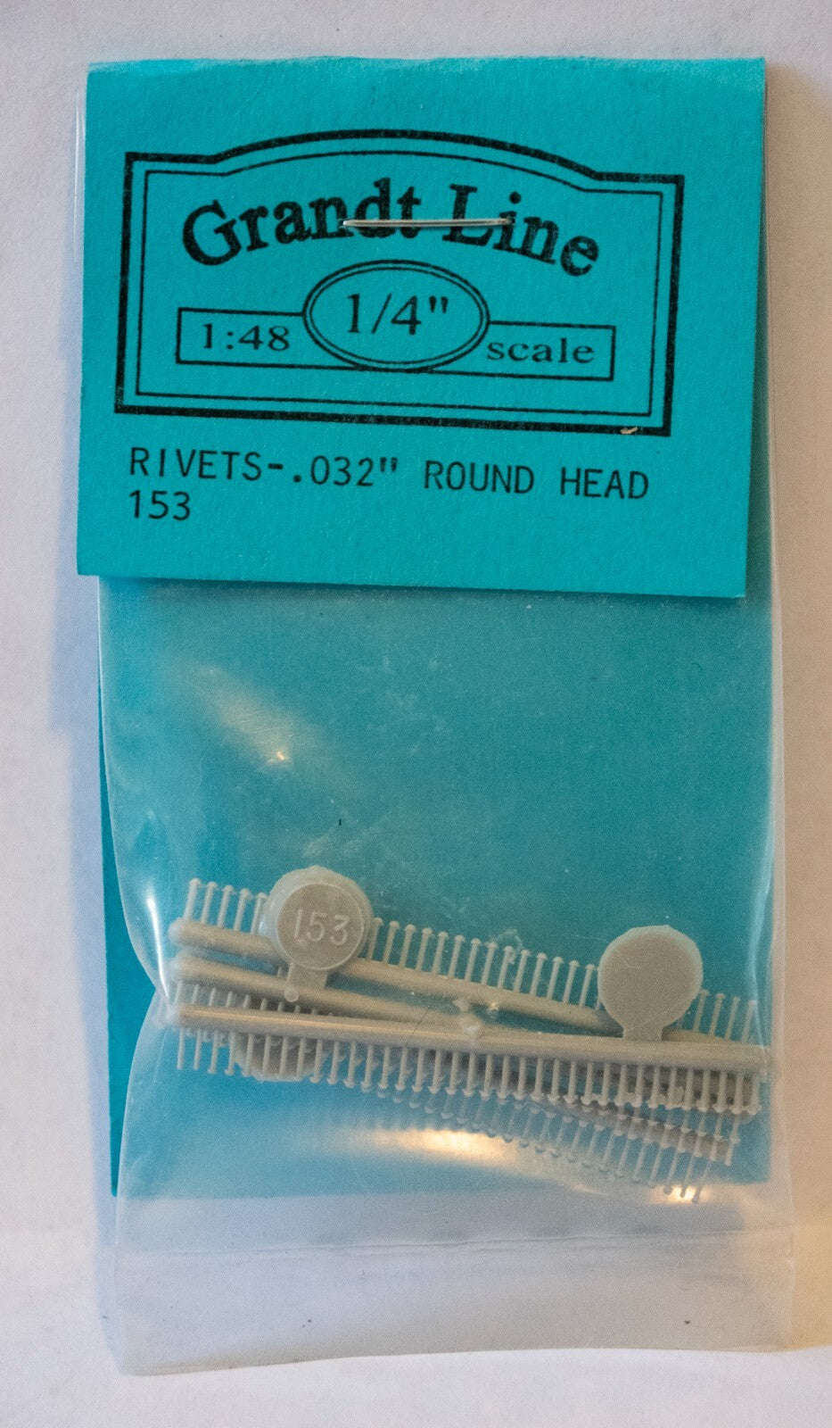 Grandt Line O #153 Rivets - Round Head (Plastic) pkg(175) -- .032" Diameter