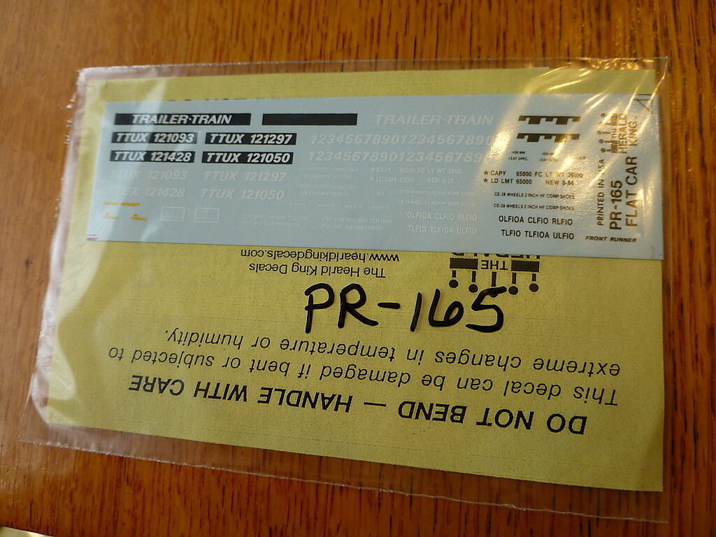 Herald King Decal #PR-165 Trailer-Train (Piggyback Flat) Blk, wht, & Yell Letter