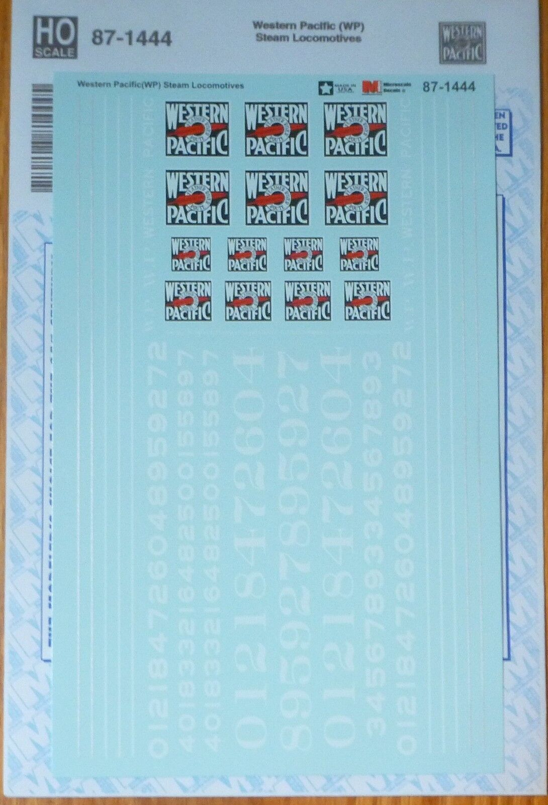 Microscale Decal HO #87-1444 Western Pacific (WP) Steam Locomotives (Decals)