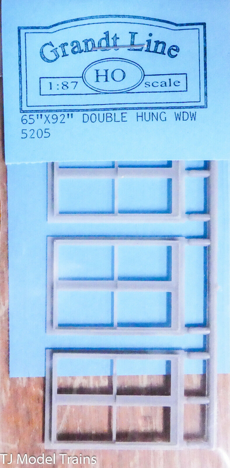 Grandt Line HO #5205 Double Hung Window 65 x 92" 4 Pane(3) Plastic / 1:87th