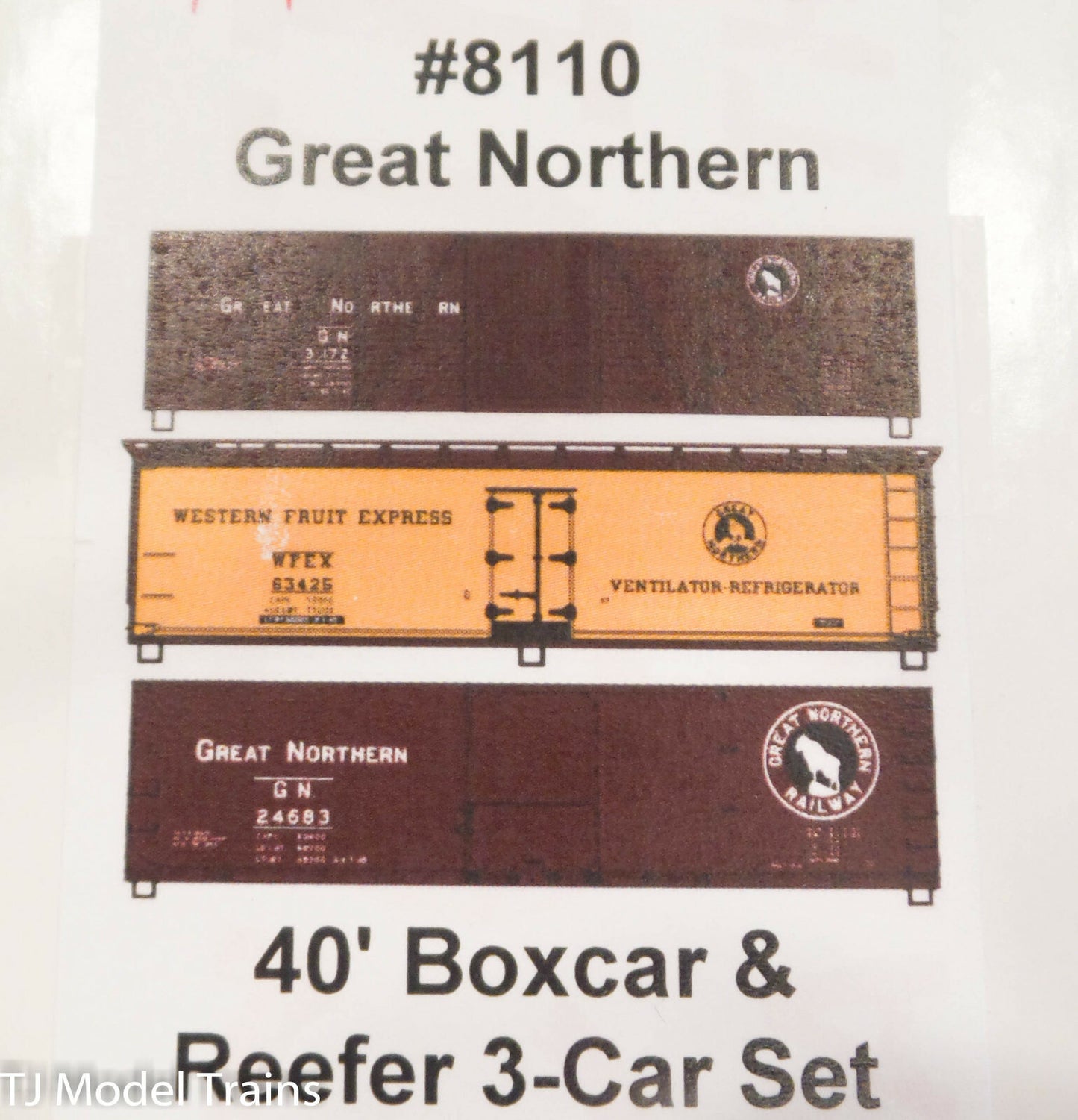 Accurail HO #8110 Great Northern 40' Boxcar & Reefer (3 Car Set)