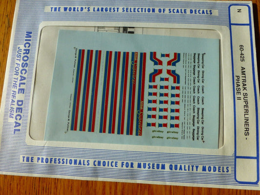 Microscale Decal N  #60-425 Amtrak Superliner Passenger Cars (1980-1987) use wit