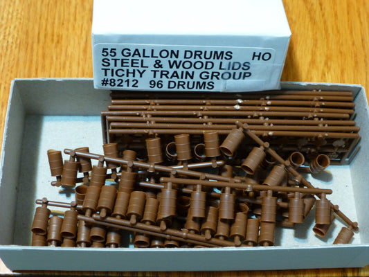 Tichy Train Group HO #8212 55-Gallon Drum w/Separate Lids - Kit -- With Wood..