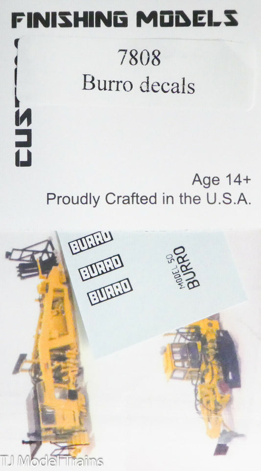 Custom Finishing Models HO #7808 BURRO Decal (Water Slide Decal)