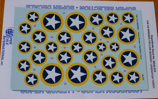 Microscale Decal 1:48 Scale #MS48-976 U.S.Insignia-Yellow Border/Operation Torch