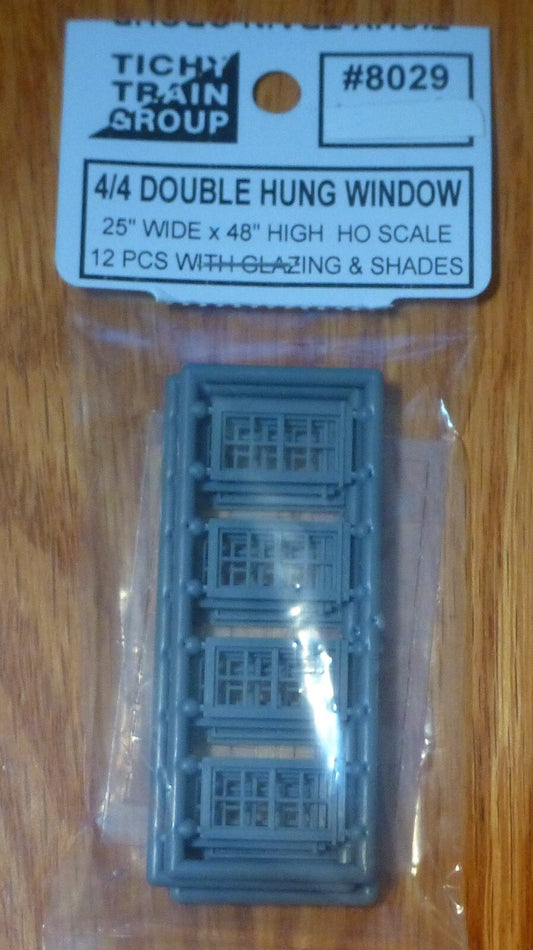 Tichy Train Group HO #8029 Windows - Double Hung pkg(12) -- 4/4 - Scale 25 x 48"