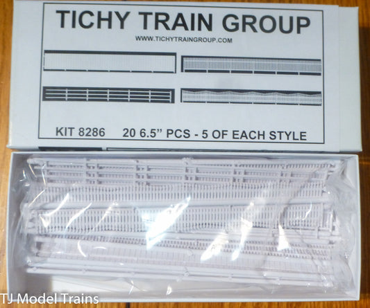 Tichy Train Group #8286 Fence Assortment 20 6.5" Pieces (11ft) Plastic Parts
