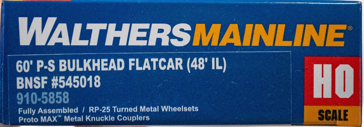 Walthers HO #910-5858 60' Pullman-Standard Bulkhead Flatcar (48' IL) - Ready to