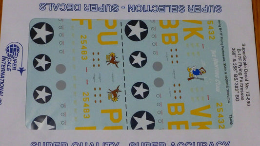 Microscale Decal 1:72 Scale #72-890 / Boeing B-17F Flying Fortresses: 358th &