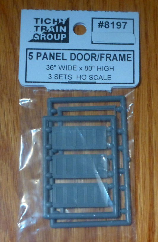 Tichy Train Group HO #8197 5-Panel Door w/Separate Frame pkg(3) -- Scale 36 x 80