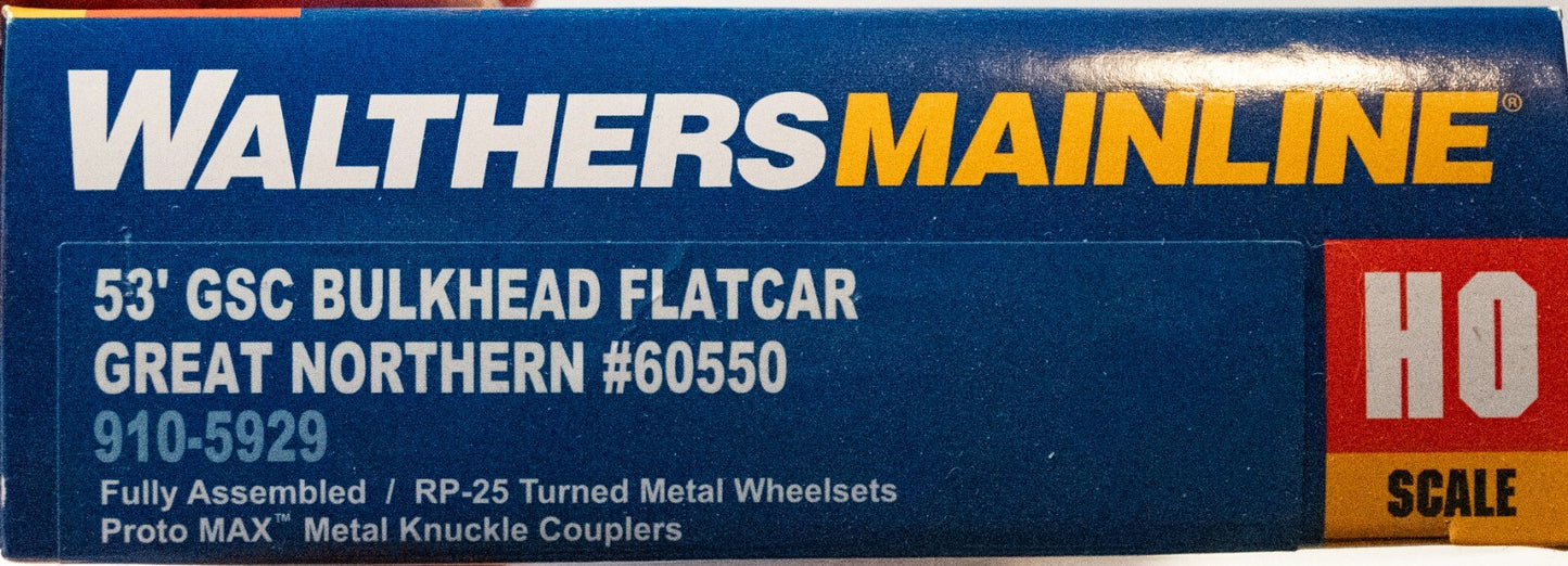 Walthers HO #910-5929 53' GSC Bulkhead Flatcar - Ready to Run -- Great Northern