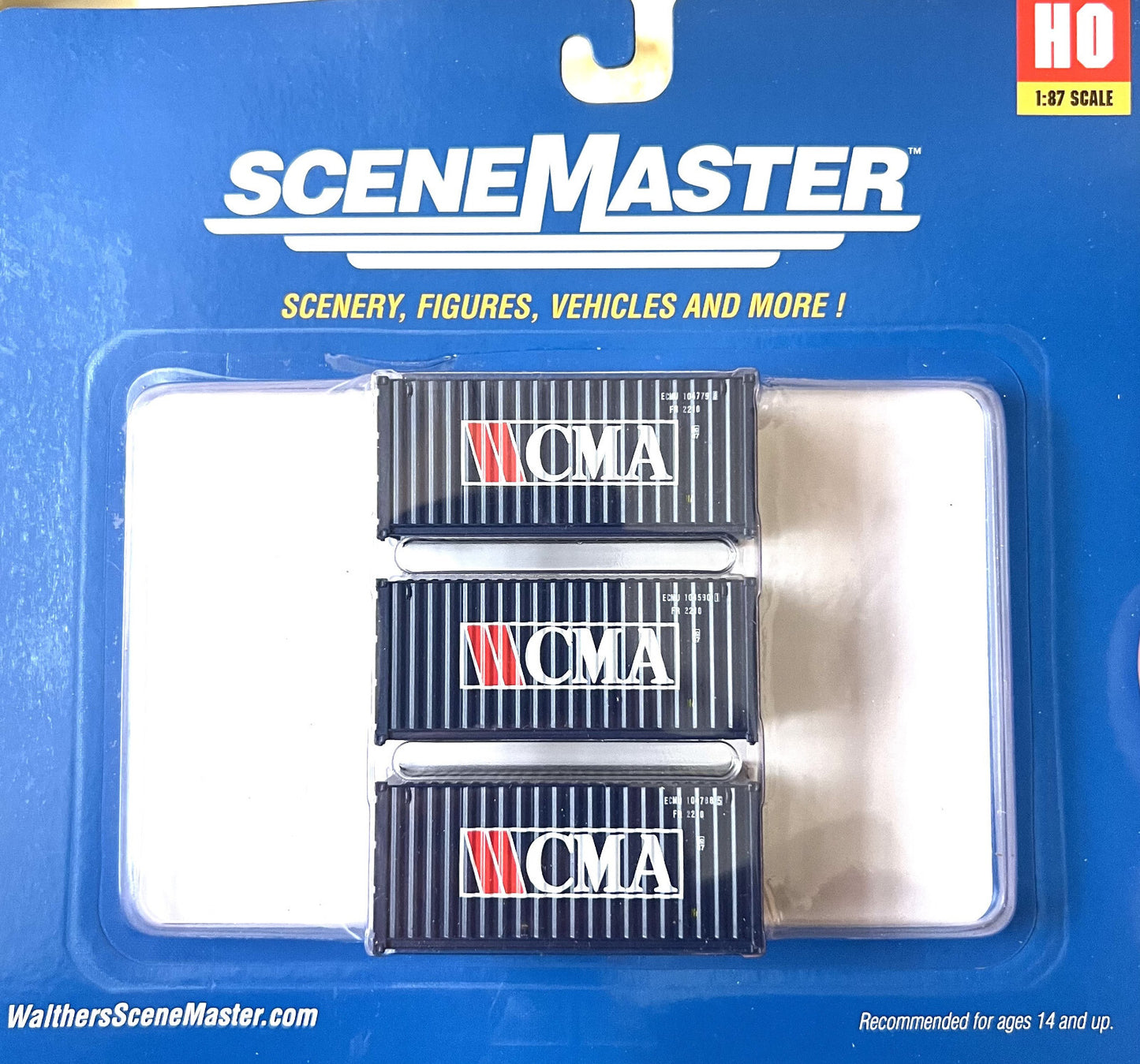 Walthers HO #949-18050 Fully Corrugated 20' Container -3-Pack CMA (Older Version