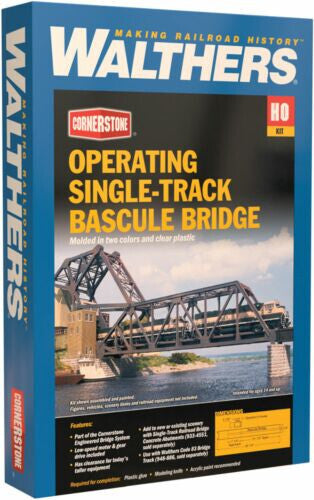 Walthers HO #933-3070 Operating Single-Track Railroad Bascule Bridge -- Kit