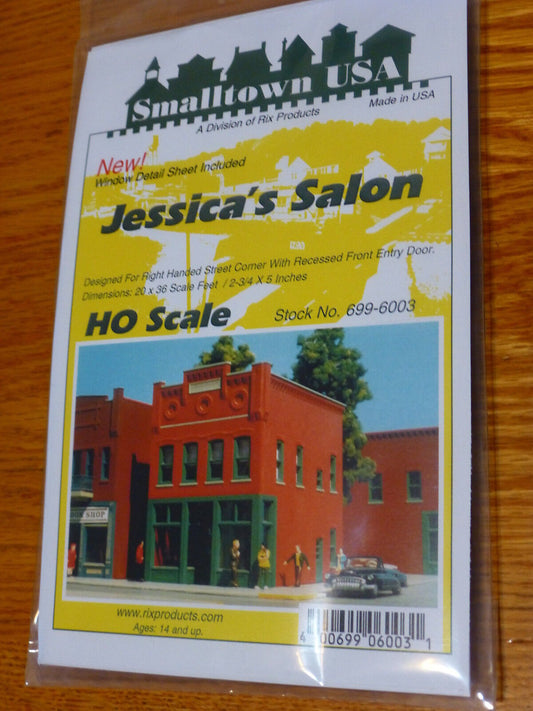Smalltown USA HO #699-6003 Jessica's Salon 4-3/4 x 2-3/4" 11.9 x 6.9cm