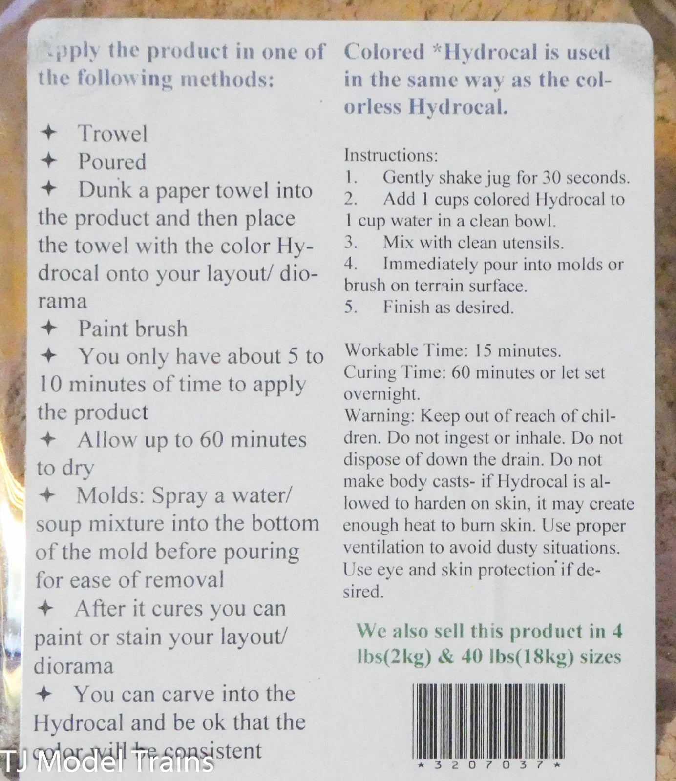 H & J Trains (8lbs of Color Hydrocal Kailua) Air Tight Container