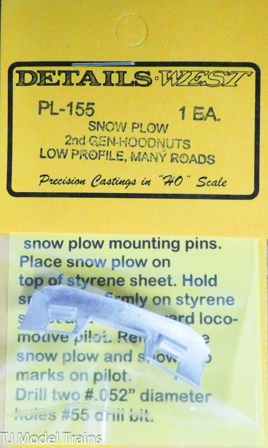 Details West HO #155 Snow Plow 2nd Gen Hoodunits, Low Profile, Many Roads