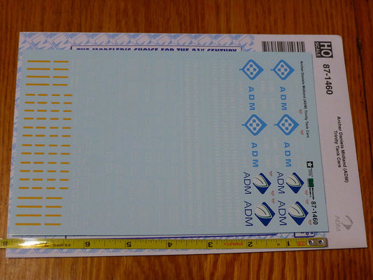 Microscale Decal #87-1460 Archer Daniels Midland (ADM) Trinty Tank Cars, Decal