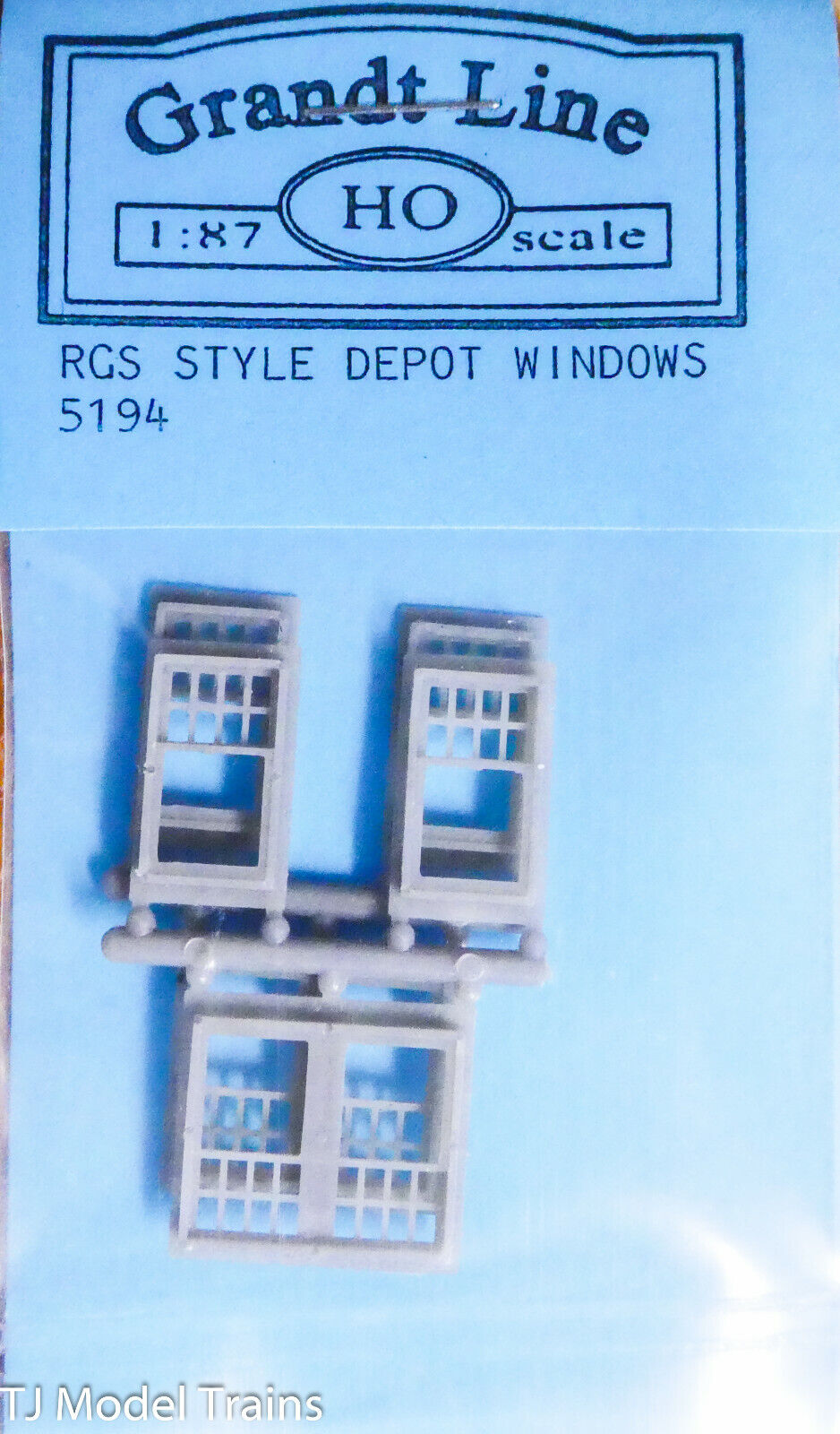 Grandt Line HO #5194 Windows 9 Pane RGS Style Depot 32x53 / 58x53 (Plastic)