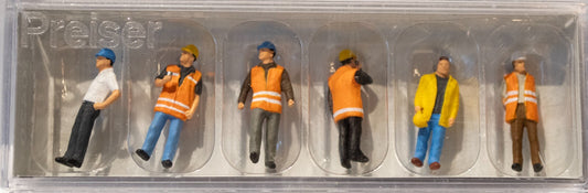 Preiser HO #10420 Modern Workmen -- With Warning Vests pkg(6)