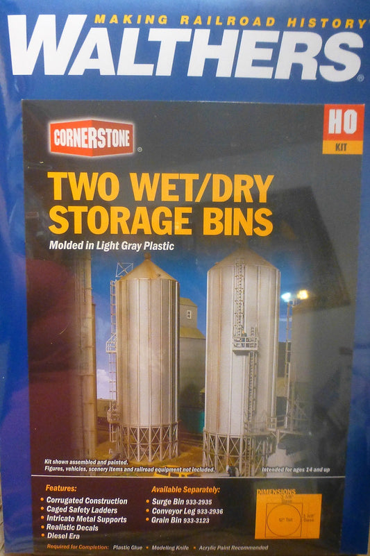 Walthers HO #933-2937 Wet/Dry Grain Storage Bin -- Kit  - Each: 3-5/8 x 3-5/