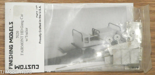 Custom Finishing Models HO #7020 FAIRMONT HD Gang Car w/ Trailer (White Metal)