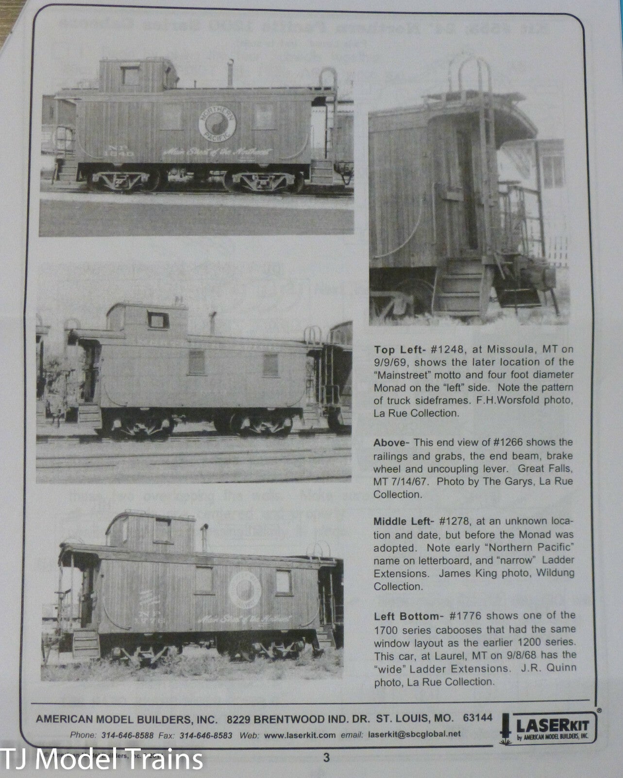 American Model Builders N #553 Northern Pacific 1200 Series Wood Caboose Kit