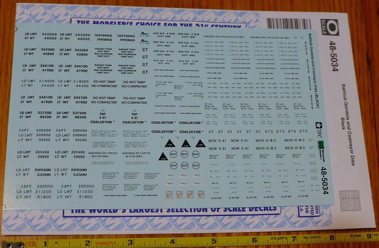Microscale Decal #48-5034 Bathtub Gondola and Coalveyor Data Black