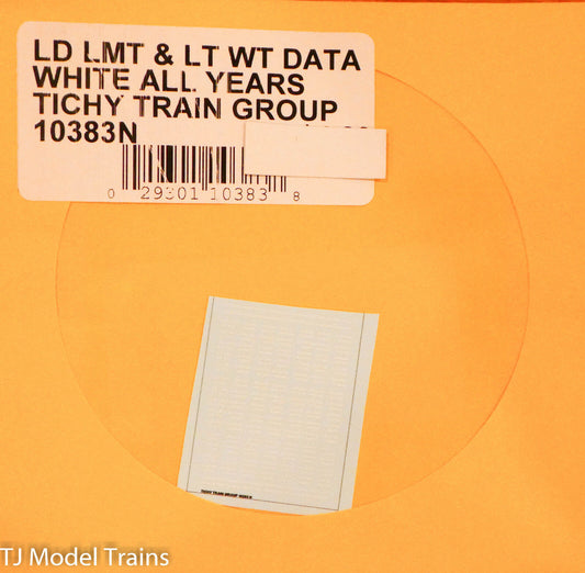 Tichy Train Group Decal #10383N LD LMT & LT WT Data White All Years  (Decal)