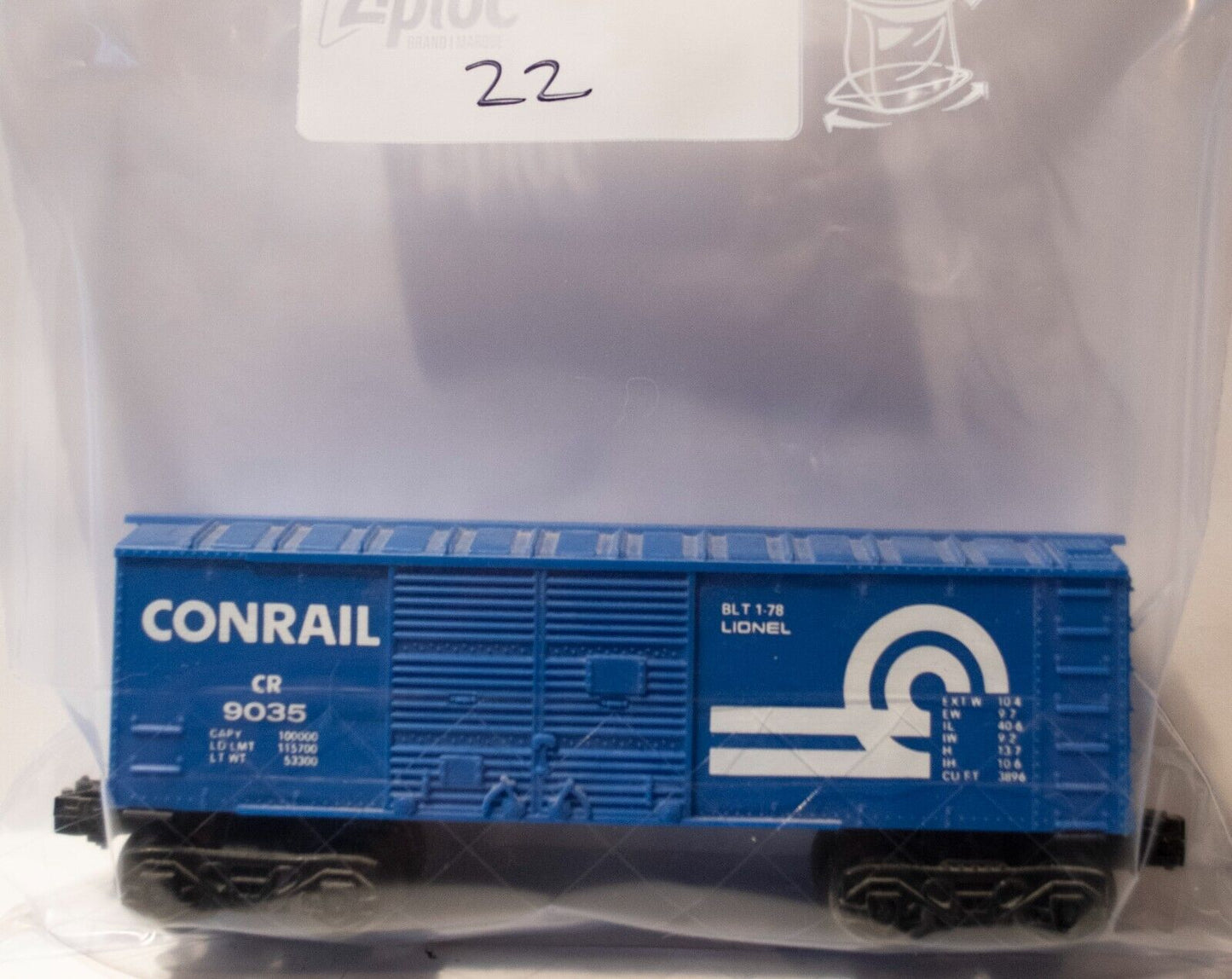 Lionel (#22 No Box) O Scale  #9035 Conrail Box Car