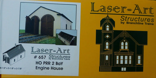 Branchline #657 (HO Scale) 2-Stall Wood Engine House - Laser-Art -- Kit - 8-1/4