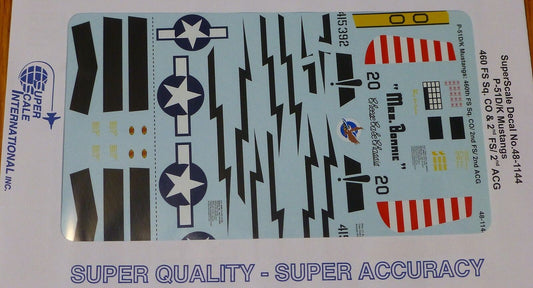 Microscale Decal 1:48 Scale #48-1144 / P-51D/K Mustangs: 460 FS Sq. CO & 2nd FS/