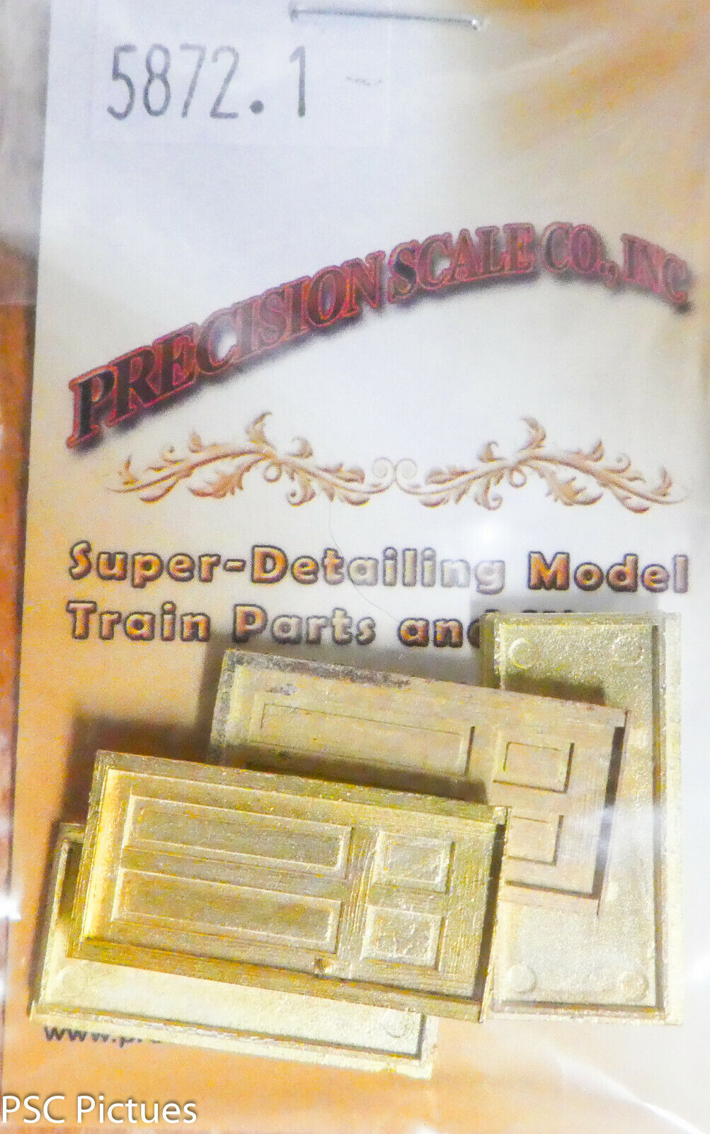 Precision Scale HO #5872.1 Door w/Frame, 4-Panel Standard, for Buildings (Brass)