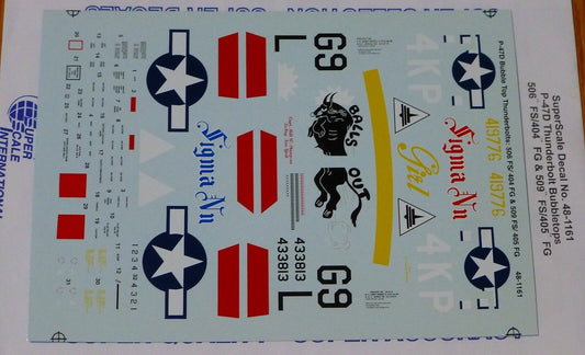Microscale Decal 1:48 Scale #48-1161 / P-47D Bubble Top Thunderbolts: 506 FS/404