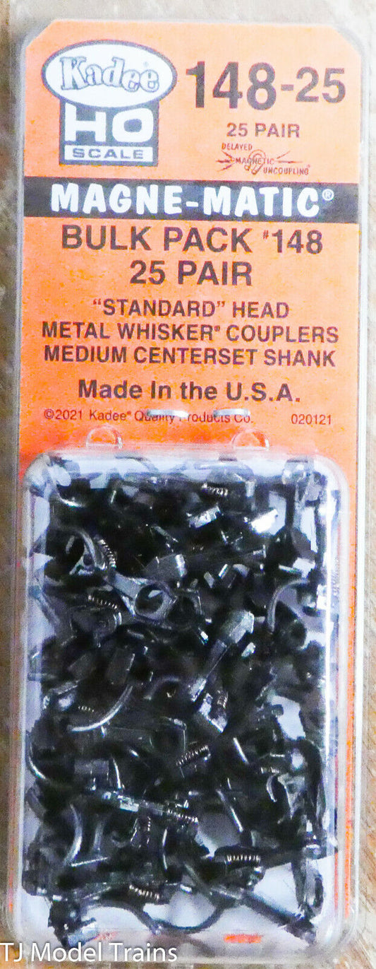Kadee HO Scale #148-25 Bulk Pack - 25 pair #148 Whisker® Metal Couplers - Medium