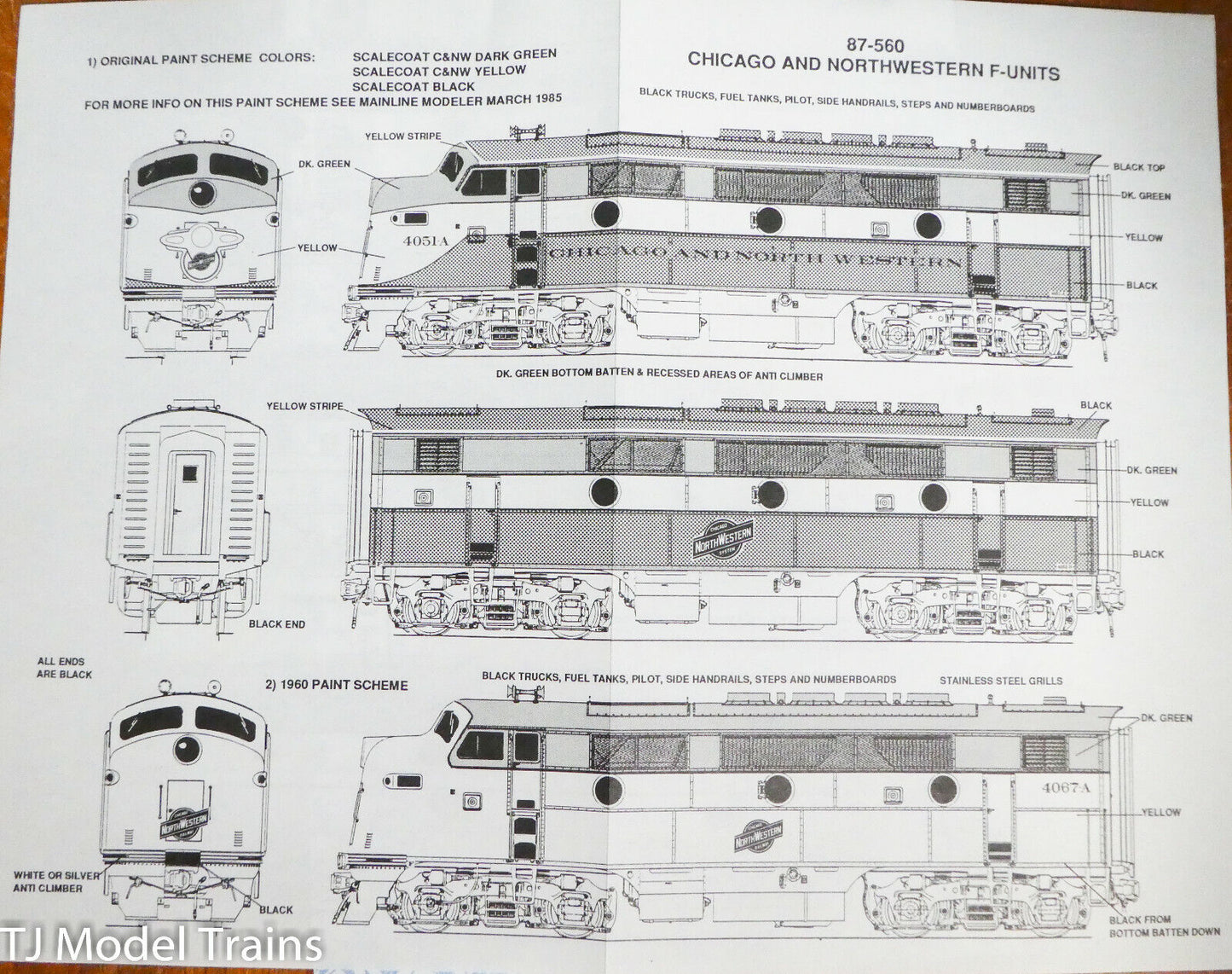 Microscale Decal #48-646 Chicago & North Western (Diesels - EMD F-Units) 1:48th