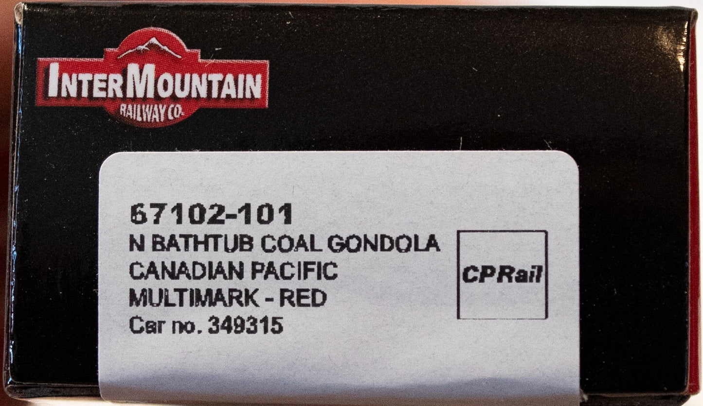 InterMountian N #67102-101 Bathtub Coal Gondola - Ready to Run -- Canadian Pacif