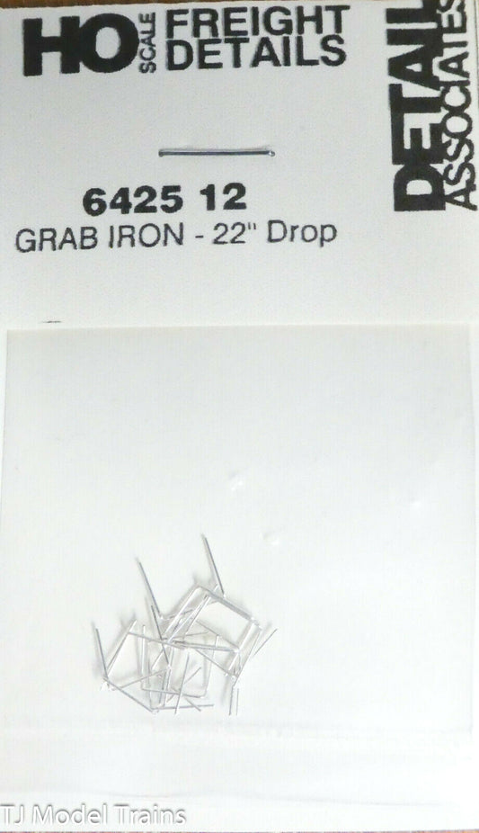 Detail Associates #6425 Grab Irons 22" Drop (HO Scale) 12 in Package (Metal)