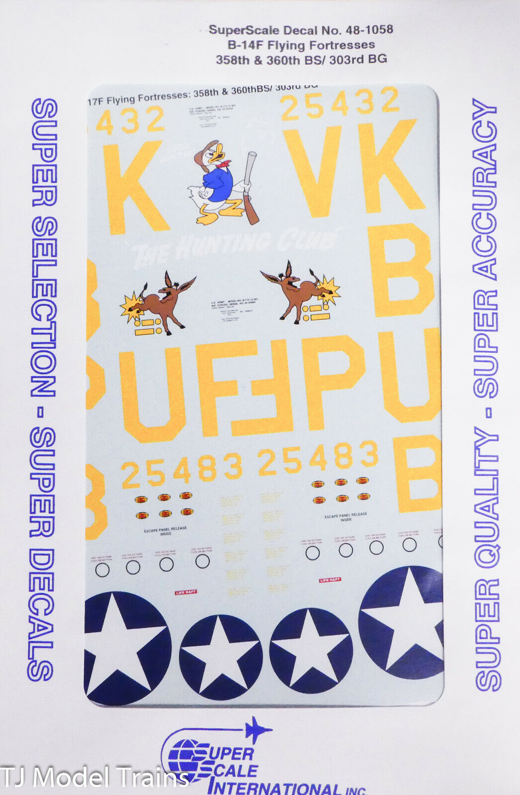 Microscale Decal #48-1058 (B-14F Flying Fortresses) 358th & 360th BS/ 303rd BG