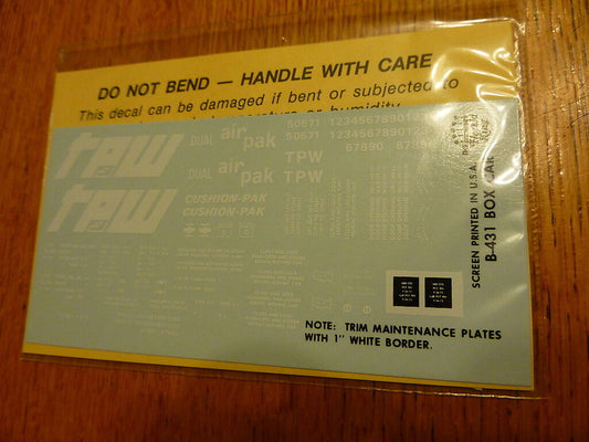 Herald King Decal #B-431 TP&W 52' Box (9-73) White Lettering