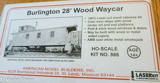 American Model Builders HO #866 Burlington 28' Wood Waycar Caboose (No Trucks