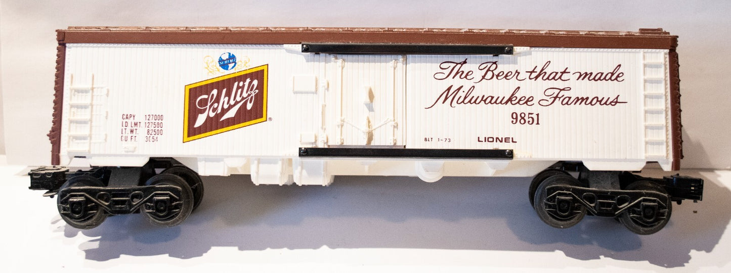 Lionel O Scale  #9851 SCHLITZ BEER REEFER