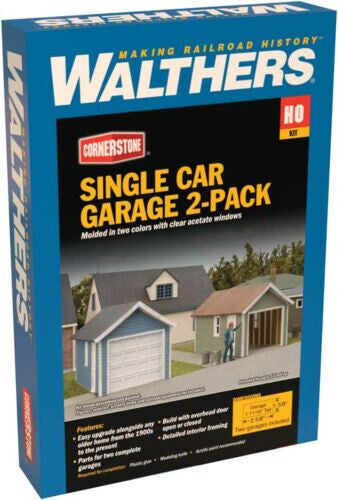 Walthers HO #933-3796   Single-Car Garage pkg(2) -- Kit