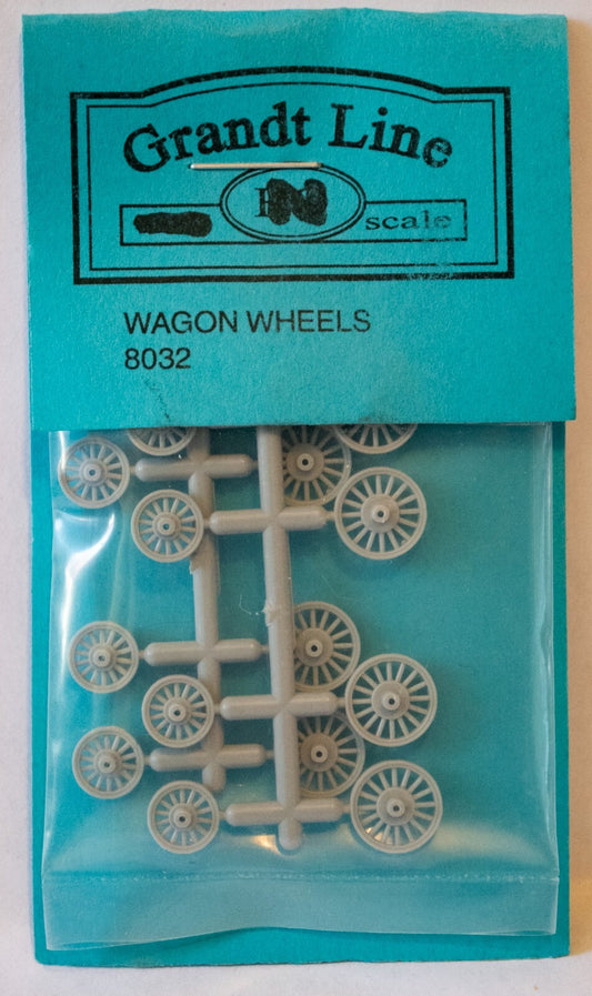 Grandt Line N #8032 Circus Wagon Wheels -- Baggage/Plain: 36" Front & 48" Rear -