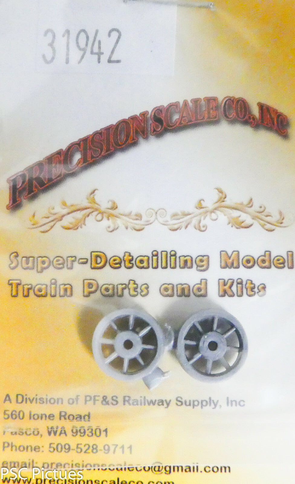 Precision Scale HO #31942 Wheel Centers, 8-Spoke, 33", Unmachined (Plastic)